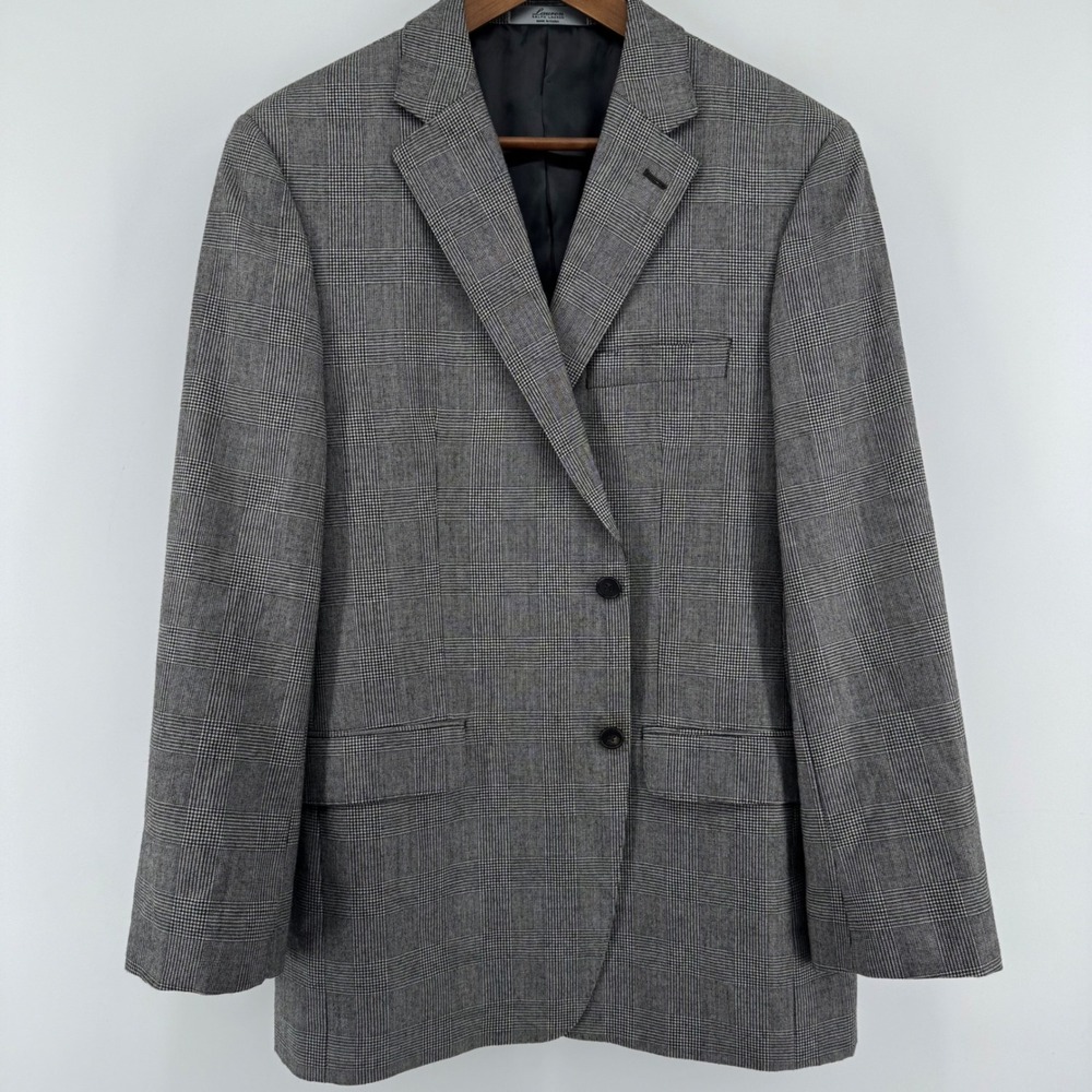 Lauren Ralph Lauren Blazer Mens 42R Grey Wool Cashmere Glen Plaid Jacket